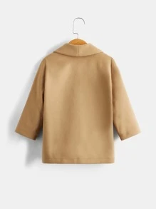 SHEIN Toddler Boys 1pc Dual Pocket Button Front Overcoat - Khaki - View 2