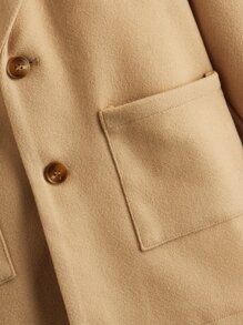 SHEIN Toddler Boys 1pc Dual Pocket Button Front Overcoat - Khaki - View 3