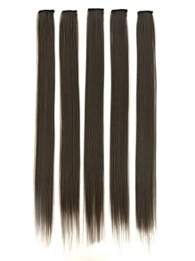 5pcs Clip In Long Straight Synthetic Hair Extension - Dark Grey - View 3