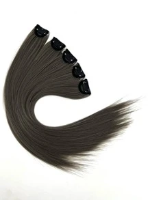 5pcs Clip In Long Straight Synthetic Hair Extension - Dark Grey - View 6