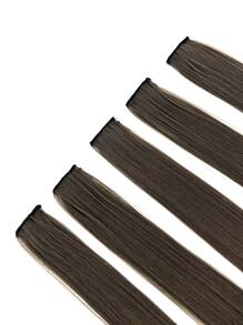 5pcs Clip In Long Straight Synthetic Hair Extension - Dark Grey - View 8