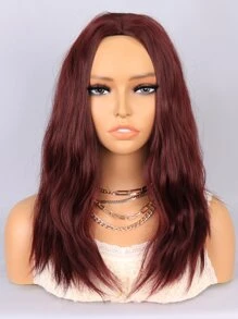 Tóc giả tổng hợp xoăn vừa phải cho trang phục thường ngày - Màu Đỏ Sâu - Xem 1