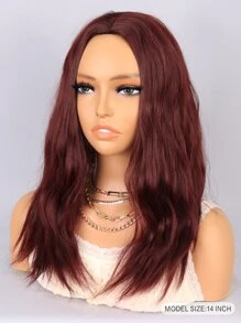 Tóc giả tổng hợp xoăn vừa phải cho trang phục thường ngày - Màu Đỏ Sâu - Xem 2