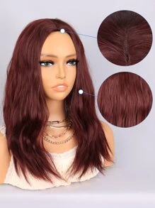 Tóc giả tổng hợp xoăn vừa phải cho trang phục thường ngày - Màu Đỏ Sâu - Xem 4