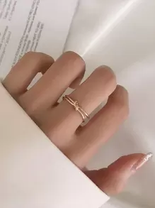 1Pc Đơn Giản Phong Cách Châu Âu Và Mỹ Hợp Kim Đồng Nút Thắt Vòng Mở Có Thể Điều Chỉnh, Thích Hợp Cho Phụ Nữ Sử Dụng Hàng Ngày - Vàng - Xem 2