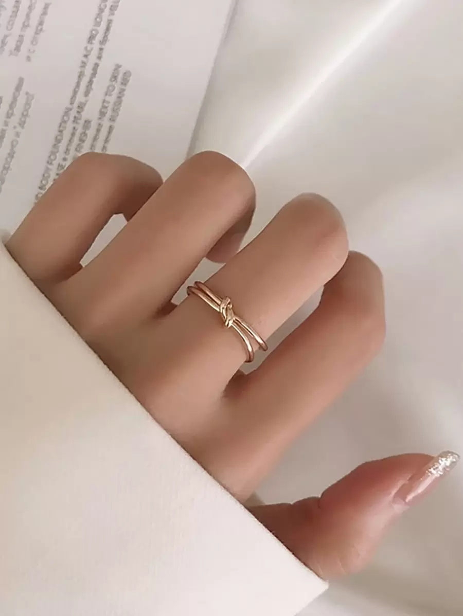 1Pc Đơn Giản Phong Cách Châu Âu Và Mỹ Hợp Kim Đồng Nút Thắt Vòng Mở Có Thể Điều Chỉnh, Thích Hợp Cho Phụ Nữ Sử Dụng Hàng Ngày