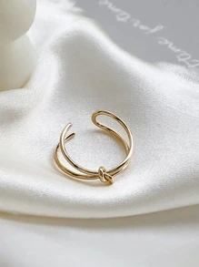 1Pc Đơn Giản Phong Cách Châu Âu Và Mỹ Hợp Kim Đồng Nút Thắt Vòng Mở Có Thể Điều Chỉnh, Thích Hợp Cho Phụ Nữ Sử Dụng Hàng Ngày - Vàng - Xem 3