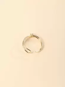 1Pc Đơn Giản Phong Cách Châu Âu Và Mỹ Hợp Kim Đồng Nút Thắt Vòng Mở Có Thể Điều Chỉnh, Thích Hợp Cho Phụ Nữ Sử Dụng Hàng Ngày - Vàng - Xem 4