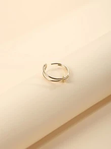 1Pc Đơn Giản Phong Cách Châu Âu Và Mỹ Hợp Kim Đồng Nút Thắt Vòng Mở Có Thể Điều Chỉnh, Thích Hợp Cho Phụ Nữ Sử Dụng Hàng Ngày - Vàng - Xem 5