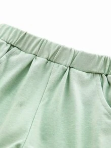 Đứa bé trai Thư được vá Áo thun Với Quần short thể thao - Màu xanh Bạc hà - Xem 6