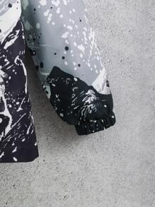 SHEIN 小男童潑墨圖案拉鏈開襟連帽夾克不帶T恤 - 彩色 - 查看 4