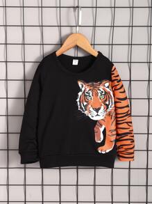 Toddler Boys Tiger Print Sweatshirt - Black - View 1