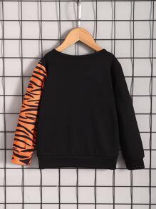 Toddler Boys Tiger Print Sweatshirt - Black - View 2