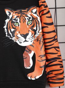 Toddler Boys Tiger Print Sweatshirt - Black - View 5