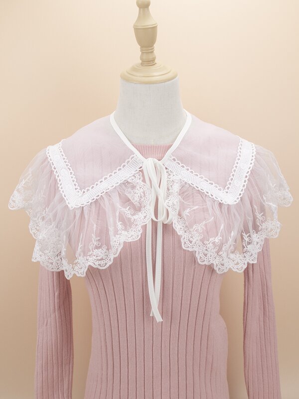 1pc Women's White Lace Collar Detachable Shawl Suitable For Daily Wear  Accessories Women Valentine's Day
