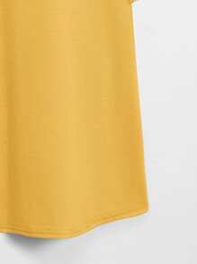 Mulvari Áo thun Plus size màu trơn Cơ bản - Màu vàng - Xem 5