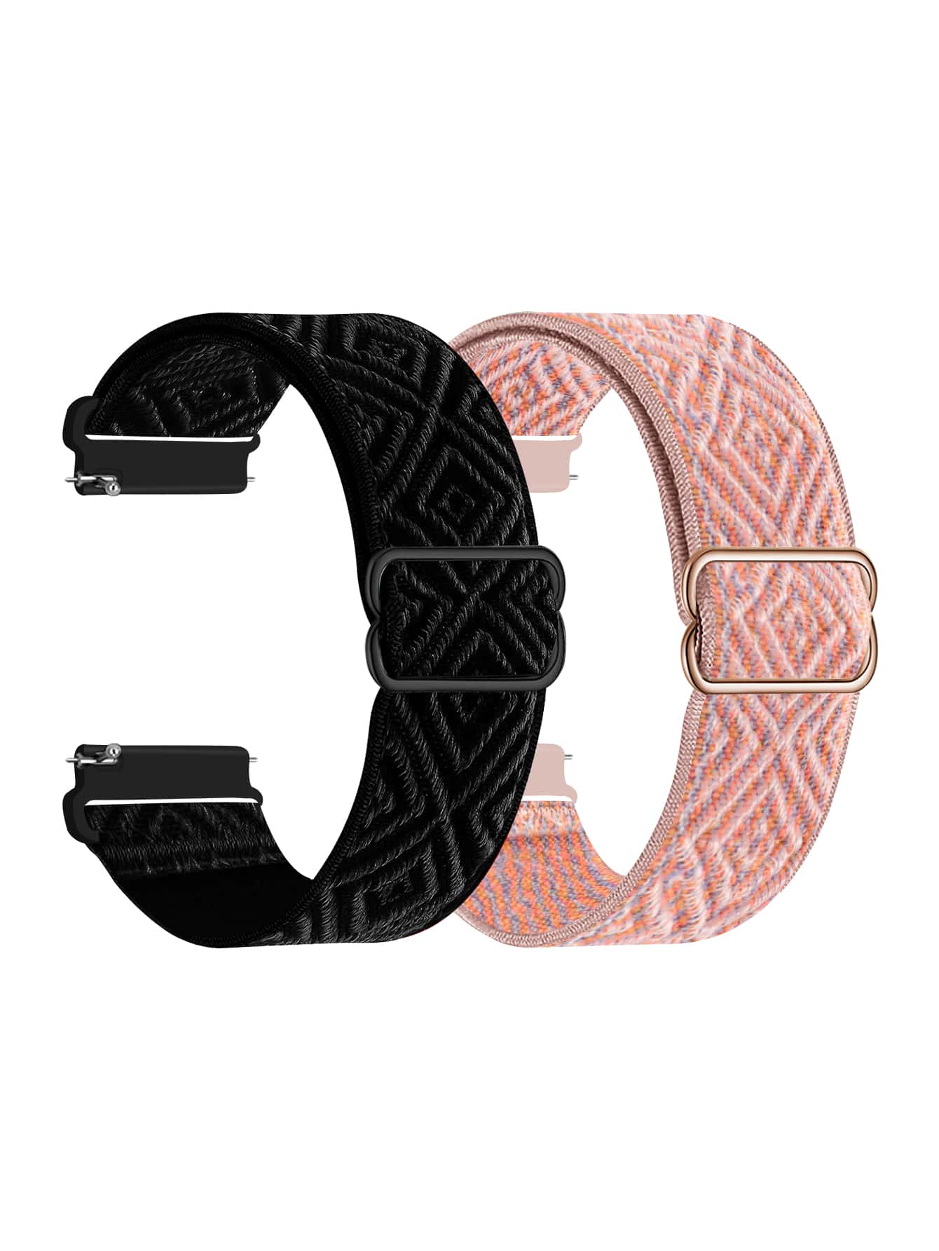 2Pcs/Set Stretchy Nylon Solo Loop Compatible With Samsung Galaxy Watch 6 5 4 40mm 44mm,Galaxy Watch 5 Pro Band 45mm/Watch 6 4 Classic Band 42mm 46mm 43mm 47mm/Active 2 Men Women,Soft Nylon Elastic Braided Strap For 20MM 22MM As A Gift For Students Returning To School - Baby Pink - View 1