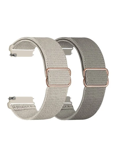 2Pcs/Set Stretchy Nylon Solo Loop Compatible With Samsung Galaxy Watch 6 5 4 40mm 44mm,Galaxy Watch 5 Pro Band 45mm/Watch 6 4 Classic Band 42mm 46mm 43mm 47mm/Active 2 Men Women,Soft Nylon Elastic Braided Strap For 20MM 22MM As A Gift For Students Returning To School