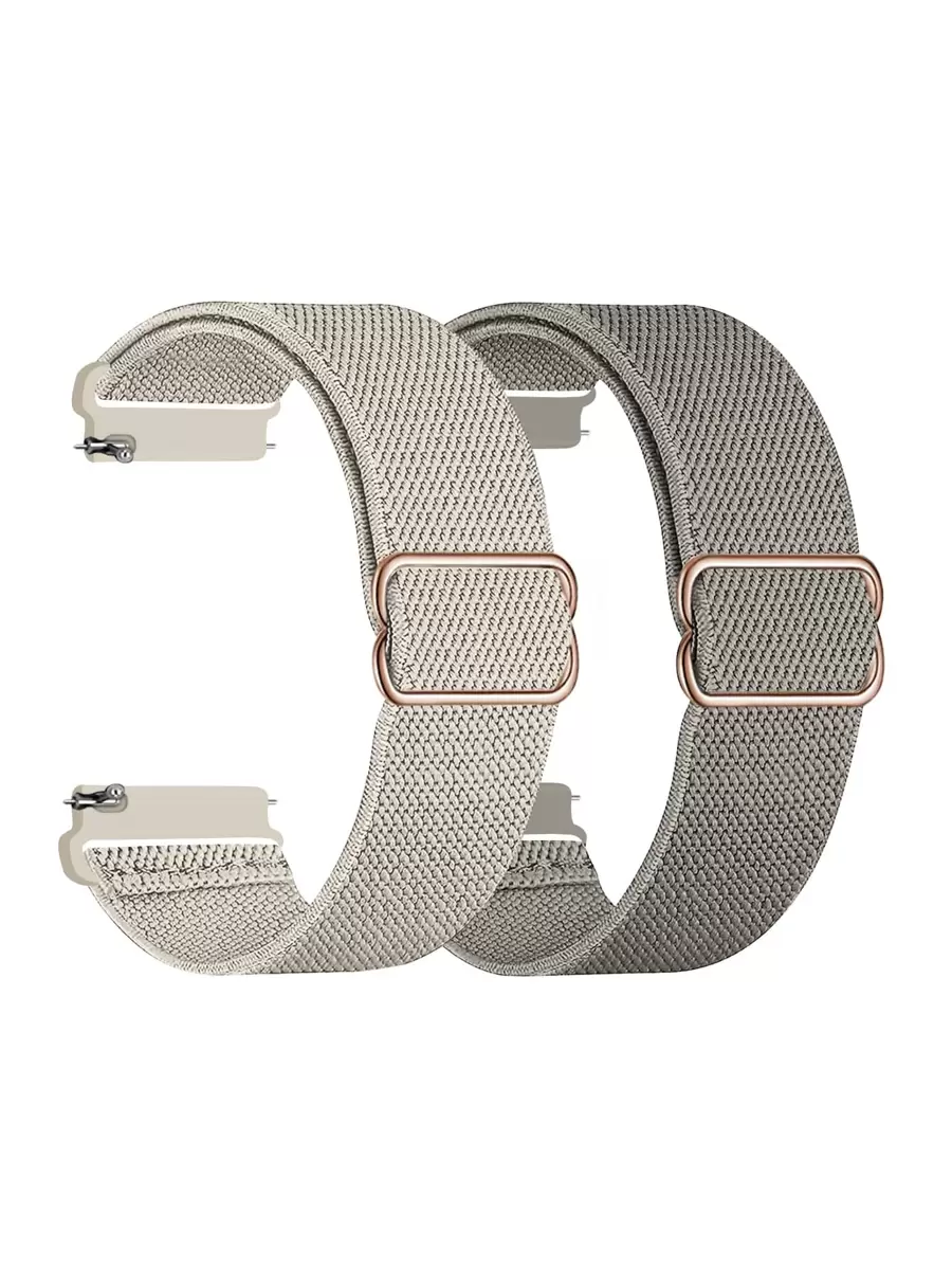 2 件/套弹性尼龙单圈表带，兼容三星 Galaxy Watch 6 5 4 40 毫米 44 毫米、Galaxy Watch 5 Pro 表带 45 毫米/Watch 6 4 经典表带 42 毫米 46 毫米 43 毫米 47 毫米/Active 2 男女款，柔软尼龙弹性编织表带，适用于 20 毫米 22 毫米，可作为学生返校礼物 - 卡其色 - 查看 1