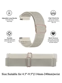 2 件/套弹性尼龙单圈表带，兼容三星 Galaxy Watch 6 5 4 40 毫米 44 毫米、Galaxy Watch 5 Pro 表带 45 毫米/Watch 6 4 经典表带 42 毫米 46 毫米 43 毫米 47 毫米/Active 2 男女款，柔软尼龙弹性编织表带，适用于 20 毫米 22 毫米，可作为学生返校礼物 - 卡其色 - 查看 3