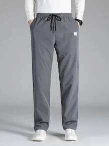 Manfinity Hypemode Men Patch Detail Drawstring Waist Pants - Grey - View 4