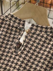 Girls Houndstooth Gigot Sleeve Dress - Multicolor - View 4