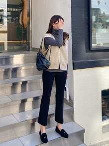 DAZY 1pc Ribbed Knit Button Front Sweater Vest