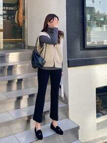 DAZY 1pc Ribbed Knit Button Front Sweater Vest