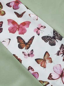 SHEIN Unity Đầm Tương phản ren Khối Màu Loại bướm Giải trí - màu xanh lá - Xem 3