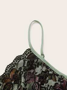 SHEIN Unity Đầm Tương phản ren Khối Màu Loại bướm Giải trí - màu xanh lá - Xem 4