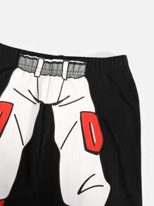 SHEIN Tween Boy Astronaut Print Snug Fit PJ Set - Black - View 5