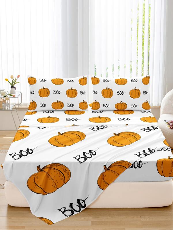 Halloween Pumpkin Pattern Fitted Sheet Set Without Filler