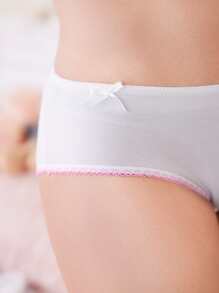 ROMWE Kawaii Figure Graphic Contrast Binding Panty - White - View 4