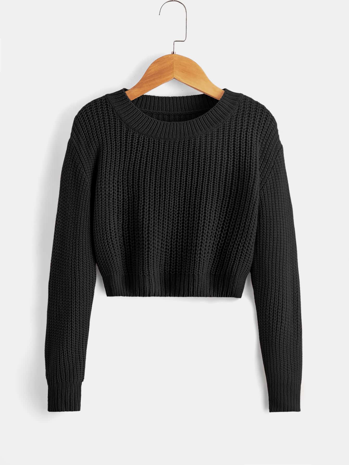 SHEIN Tween Girl Ribbed Knit Drop Shoulder Sweater