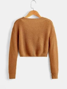 SHEIN Sweter żebrowany z obniżonymi ramionami dla dziewcząt