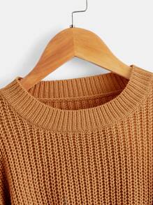 SHEIN Sweter żebrowany z obniżonymi ramionami dla dziewcząt