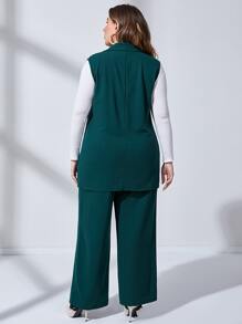 Modelyn Bộ Suit kích thước lớn Nút đôi màu trơn Thanh lịch - Màu xanh ngọc - Xem 2