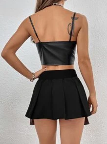 SHEIN ICON Túi xéo Gorpcore Váy dù xếp ly mini - màu đen - Xem 4