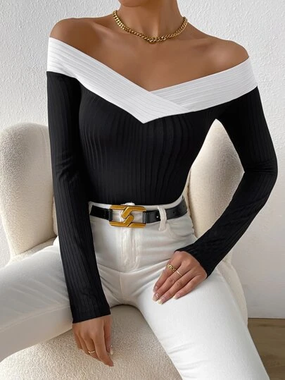 Firerie Colorblock Off Shoulder Tee