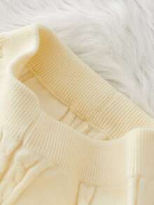 Baby Button Front Cardigan & Cable Knit Shorts - Beige - View 4