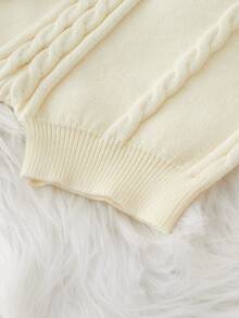 Baby Button Front Cardigan & Cable Knit Shorts - Beige - View 5