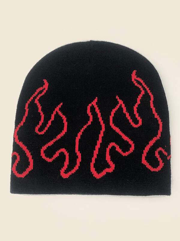 Men Skull & Fire Pattern Beanie SHEIN USA