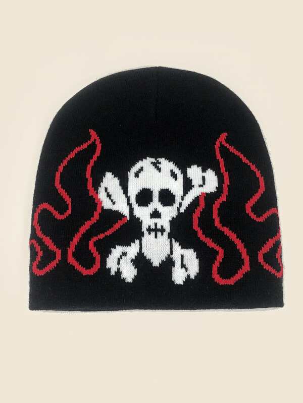 Men Skull & Fire Pattern Beanie SHEIN USA