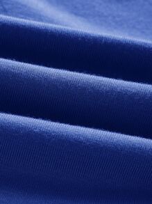 SHEIN EZwear Scoop Neck Solid Crop Tee - Blue - View 3