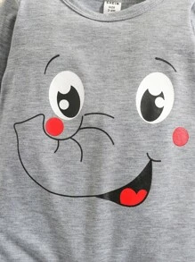 Baby Boy Cartoon Graphic Tee Jumpsuit & Accessory Hat - Grey - View 3