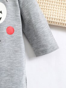 Baby Boy Cartoon Graphic Tee Jumpsuit & Accessory Hat - Grey - View 5