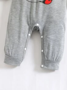 Baby Boy Cartoon Graphic Tee Jumpsuit & Accessory Hat - Grey - View 6