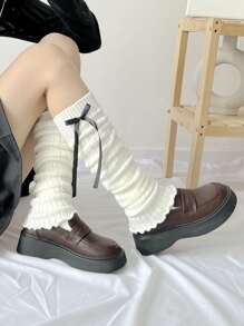 Sweetness Bow Decor Leg Warmers - White - View 2