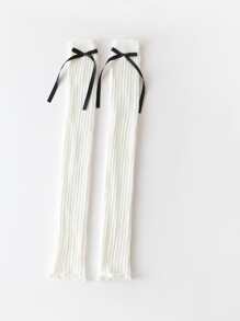 Sweetness Bow Decor Leg Warmers - White - View 6