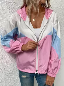 SHEIN Unity Rompevientos con costura con cordón con capucha - Multicolor - Ver 1